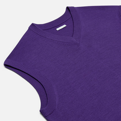 Purple Fine Merino V-Neck Vest Image 1