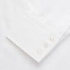 View 3 of product The Turnbull & Asser White Cotton Voile Regular Fit Mayfair Shirt features long sleeves, a pointed collar, button-down front, and buttoned cuffs, displayed flat against a plain white background.