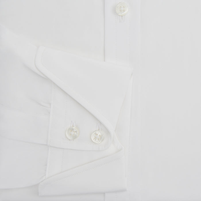White Poplin Shirt With Regent Collar and 2-Button Cocktail Cuffs Image 3