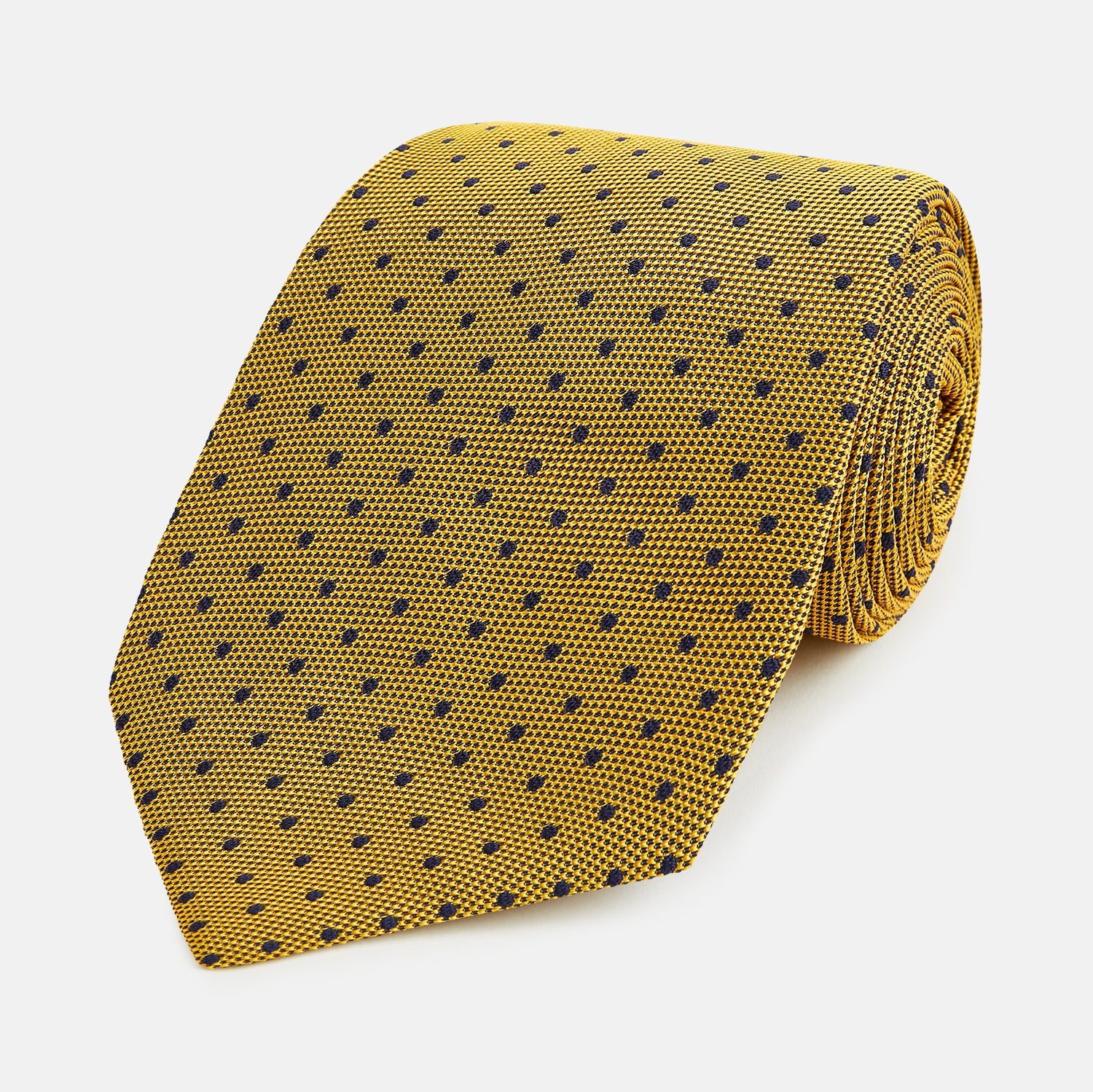 View 1 of product The Turnbull & Asser Purple and Yellow Micro Dot Silk Tie, featuring a refined micro-dot pattern, is a timeless men's accessory.