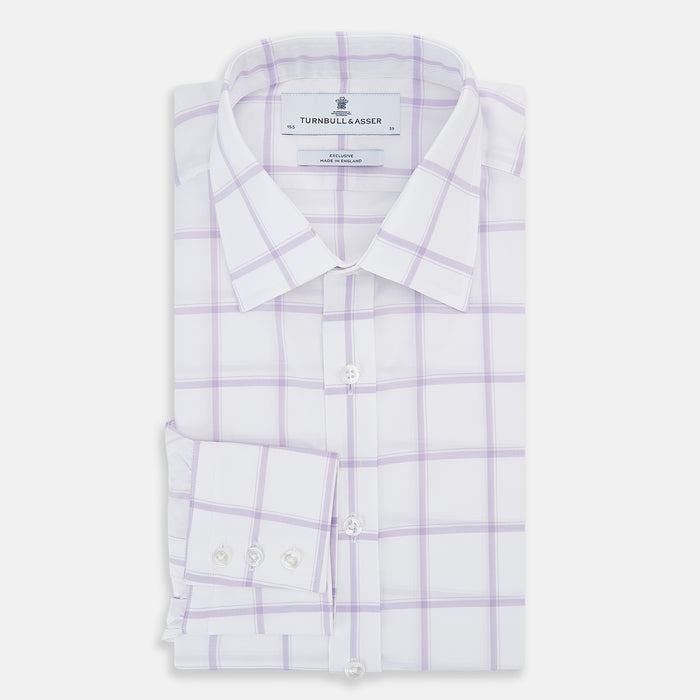 Lilac Grid Check Mayfair Shirt Image 4