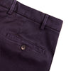 View 4 of product Turnbull & Asser Purple Cotton Trousers: slim-fit with button and zip closure, front and back pockets, shown on a white background.