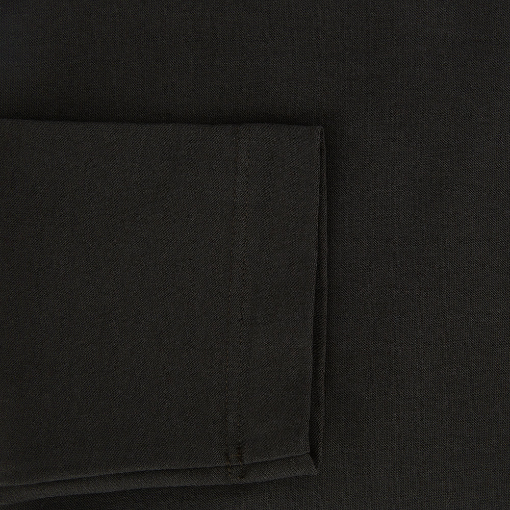 The Dark Chocolate Long-Sleeve T-shirt by Turnbull & Asser, featuring a plain crew neck design with no visible logos, is laid flat on a white background to showcase its quality and versatility.