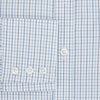 View 4 of product The Turnbull & Asser Navy and Blue Multi Check Mayfair Shirt features a T&A collar, button cuffs, and a blue checkered pattern. This long-sleeve, button-up shirt is shown on a white background.