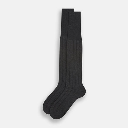 Charcoal/Brown Dash Striped Long Socks Image 1