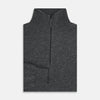View 4 of product The Turnbull & Asser Charcoal Grey Melange Half-Zip Cashmere Jumper features a high collar, quarter-zip design, and long sleeves, shown against a plain white background.