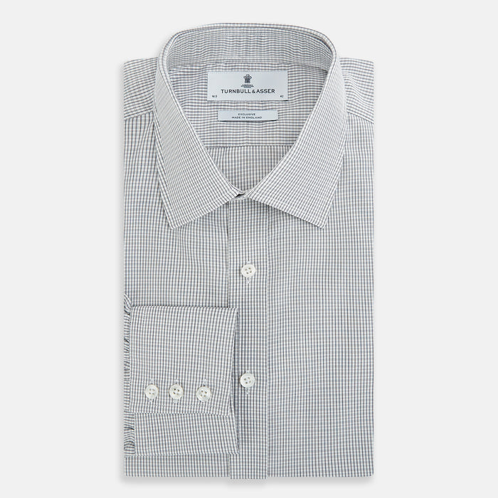 Midnight Blue Micro  Tattersall Check Mayfair Shirt Image 4