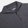 View 2 of product The Turnbull & Asser Grey Half-Zip Cashmere Jumper features long sleeves, a high collar, and premium yarn in dark gray. This classic knitwear is showcased against a white background.