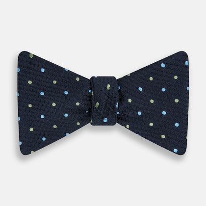 Lime Green and Sky Blue Spot Silk Bow Tie