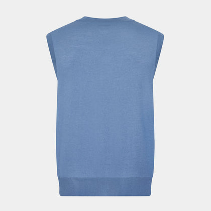 Pale Blue Merino V-neck Sleeveless Cardigan Image 2