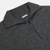 View 2 of product The Turnbull & Asser Charcoal Grey Melange Half-Zip Cashmere Jumper features a high collar, quarter-zip design, and long sleeves, shown against a plain white background.