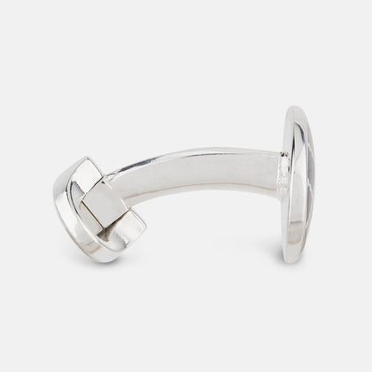 Burgundy and Navy Checkered Oval Enamel Cufflinks Image 1