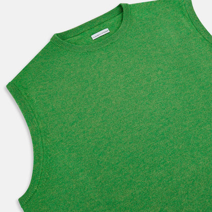 Grass Green Cashmere Round Neck Vest Image 1