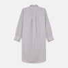 View 5 of product The Turnbull & Asser Red and Blue Multi Stripe Cotton Sussex Nightshirt features long sleeves, a knee-length cut, collared neckline, button placket, chest pocket with dark trim, and rounded hem for luxurious sleepwear.