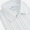 View 2 of product A Green Wide Pinstripe Mayfair Shirt by Turnbull & Asser, featuring long sleeves, a button-up front, and a T&A collar, is shown flat on a white background.