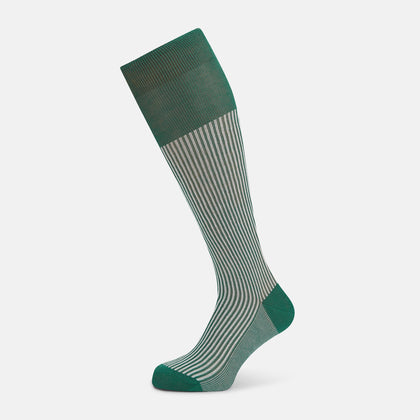 Melon Green/White Thin Striped Long Socks