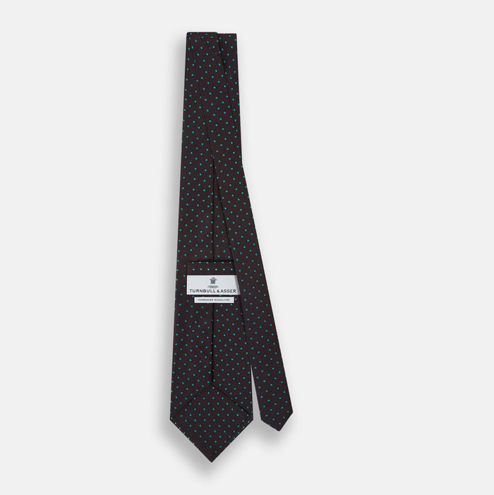 Turquoise and Forest Green Micro Dot Silk Tie Image 3