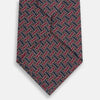 View 3 of product The Turnbull & Asser Burgundy and Navy Weave Patterned Silk Tie features a geometric design in rich tones on silk fabric.