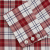 View 5 of product The Turnbull & Asser Red Check Shirt, featuring a T&A collar and 3-button cuffs, is displayed laid flat on a white background.