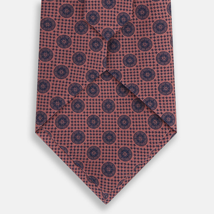 Antique Pink Medallion Printed Silk Tie Image 2