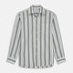 The Turnbull & Asser Green, Blue & White Stripe Weekend Fit Shirt features a Derby collar, 1-button cuffs, and chest pocket—ideal for stylish winter layering and classic sophistication.