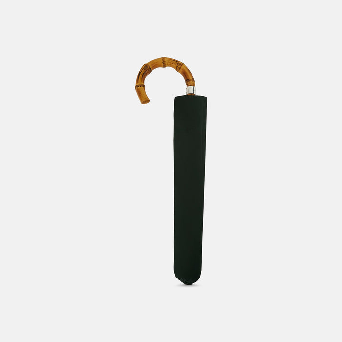 Forest Green Telescopic Umbrella with Whangee Crook Handle Image 1