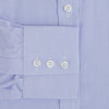 View 4 of product The Turnbull & Asser Blue Fine Check Sea Island Quality Cotton Shirt features a T&A collar, 3-button cuffs, and white buttons, shown on a plain white background.