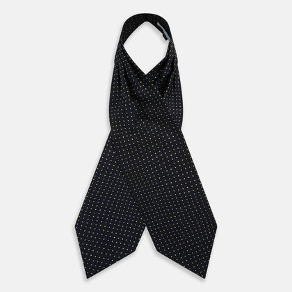Green Micro Dot and Navy Silk Cravat Image 1
