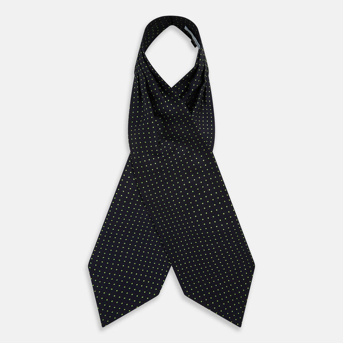 Green Micro Dot and Navy Silk Cravat Image 1
