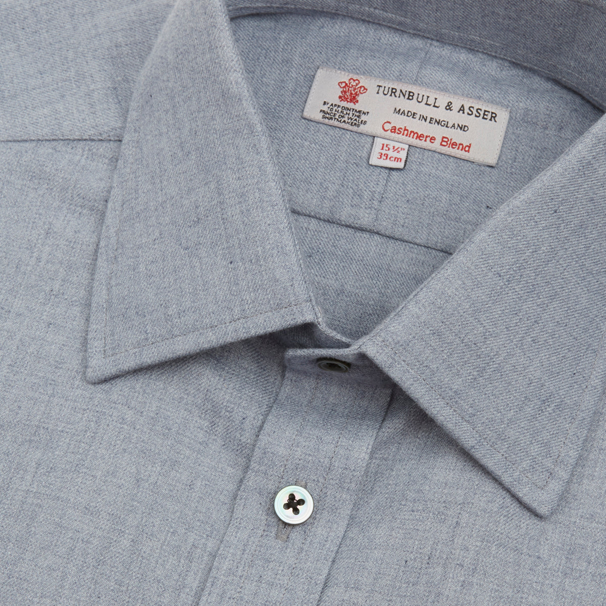 View 5 of product Grey Cashmere Blend Classic Shirt with T & A Collar