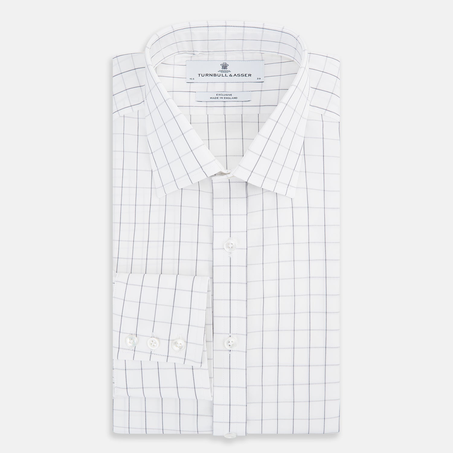 View 5 of product A long-sleeve, button-down Navy Blue Hairline Multi Stripe Mayfair Shirt by Turnbull & Asser is displayed flat against a white background.