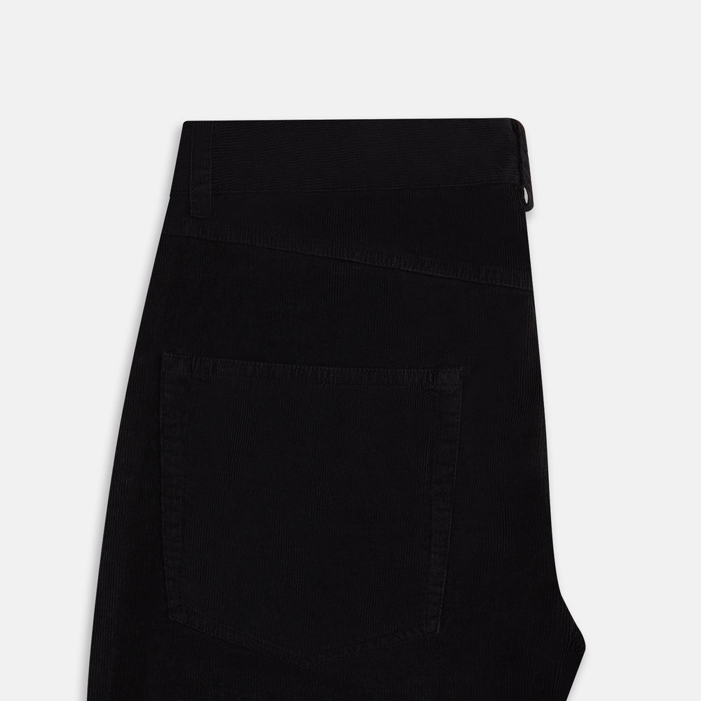 Turnbull & Asser's EXTREME LEG 5 POCKET JEANS NAVY CORD feature a classic 5-pocket design with button and zipper closure, straight-leg fit, and front pockets, shown on a plain white background.