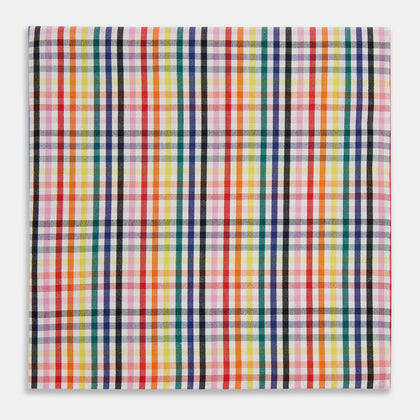 Hand Rolled Multi-coloured Grid Check Handkerchief