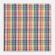 The Turnbull & Asser Hand Rolled Multi-coloured Grid Check Handkerchief features intersecting red, yellow, green, blue, and orange stripes on white—a vibrant and versatile gentleman’s accessory.