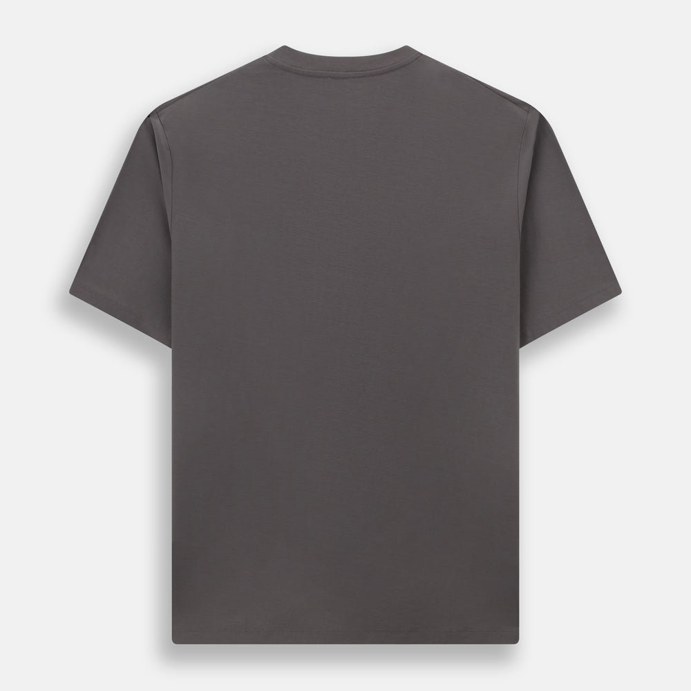 The Turnbull & Asser Shadow Grey Short-Sleeve T-shirt, featuring a classic crew neck and minimalist design with no visible logos, is laid flat on a white background—an ideal versatile staple for everyday wear.