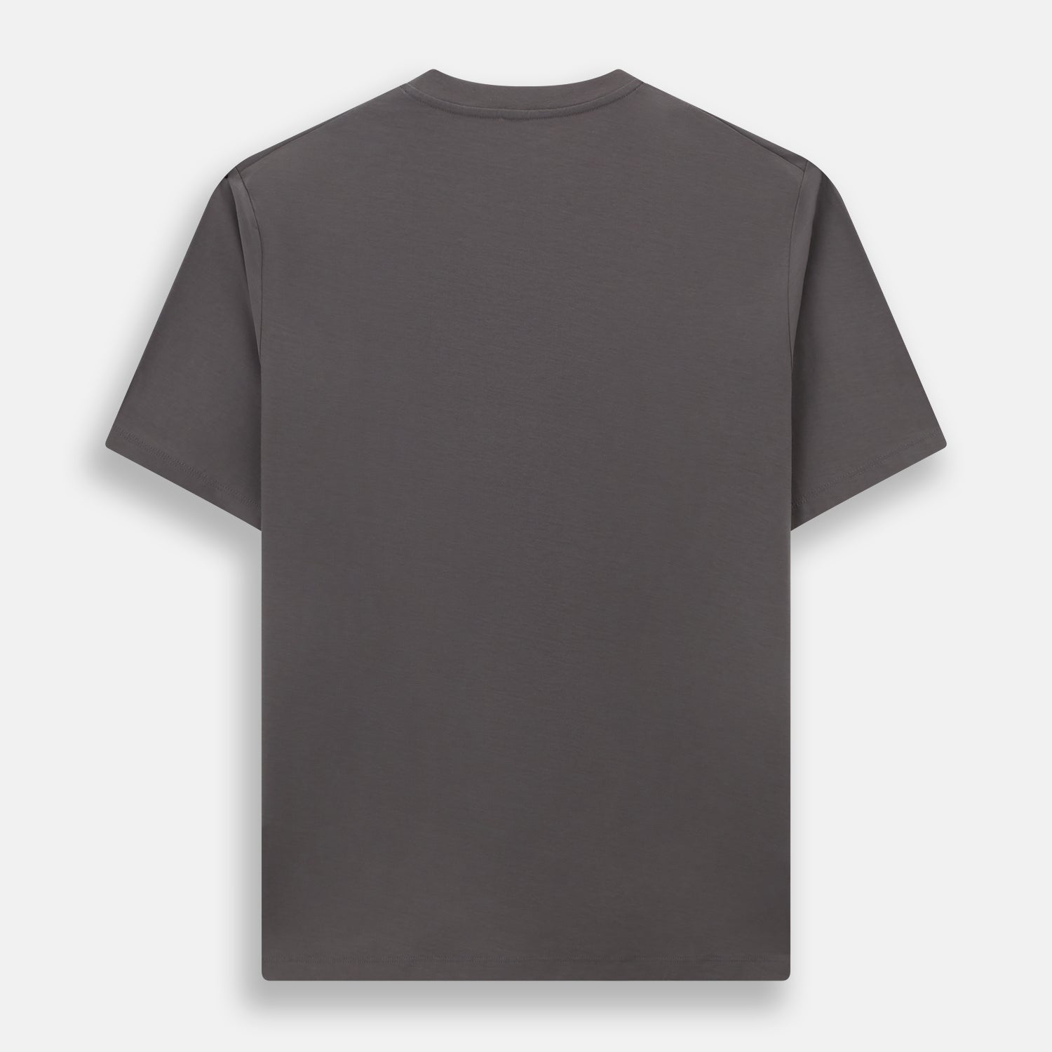 View 3 of product The Turnbull & Asser Shadow Grey Short-Sleeve T-shirt, featuring a classic crew neck and minimalist design with no visible logos, is laid flat on a white background—an ideal versatile staple for everyday wear.