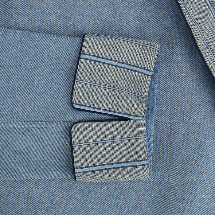 Blue Stripe Collar Cotton Twill Gown Image 3