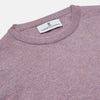 View 2 of product The Turnbull & Asser Lilac Heather Glenn Cashmere Crew Neck Jumper, featuring long sleeves with ribbed cuffs and hem, is knitted in Scotland and shown laid flat on a white background.