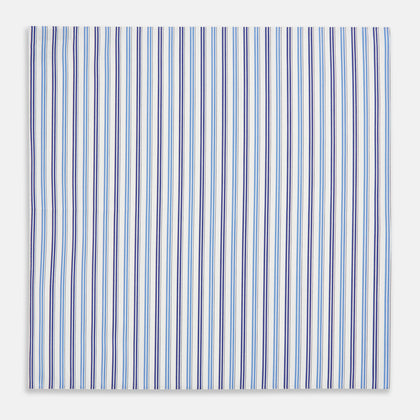 Blue and Navy Multi Stripe Hand-Rolled Handkerchief Image 2