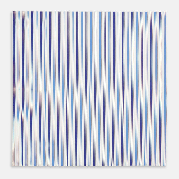 Blue and Navy Multi Stripe Hand-Rolled Handkerchief Image 2