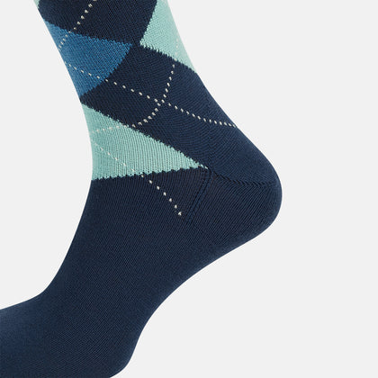 Azzurro Wool Check Mid-Length Socks Image 3