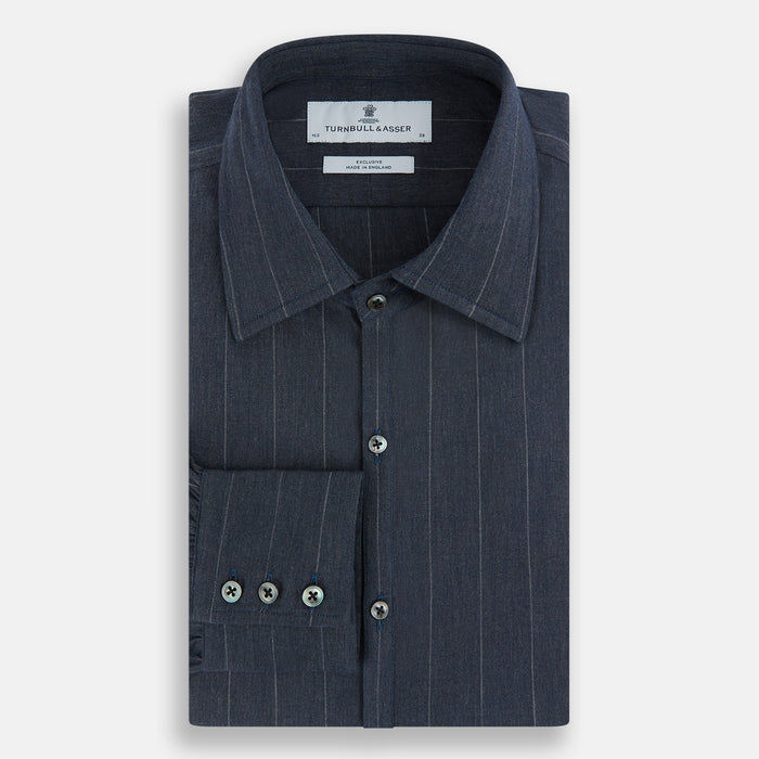 Navy Melange Wide Stripe Westminster Shirt Image 4
