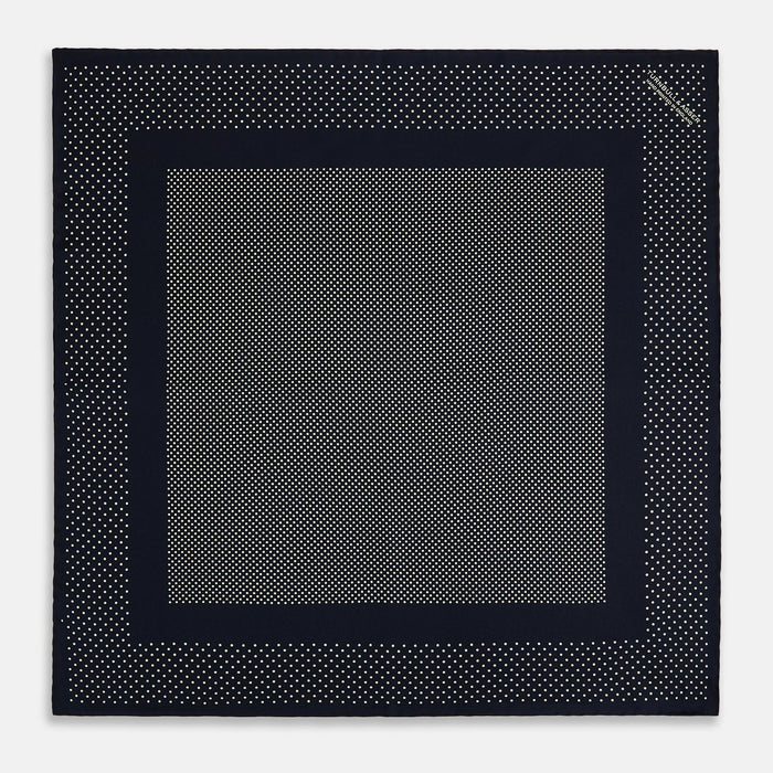 Navy and Cream Dot Silk Pocket Square Image 3