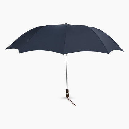 Navy Telescopic Umbrella with Brown Maple Handle Image 3
