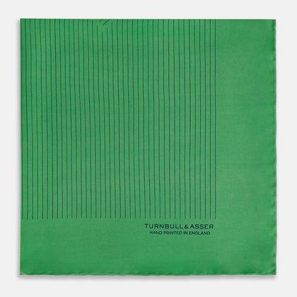 Hunter Green Stripe Silk Pocket Square Image 3