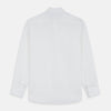 View 3 of product The Turnbull & Asser White Weekend Fit Linen Finch Shirt features a Derby collar and chest pocket, laid flat on a white background—an effortlessly classic choice for casual weekends.