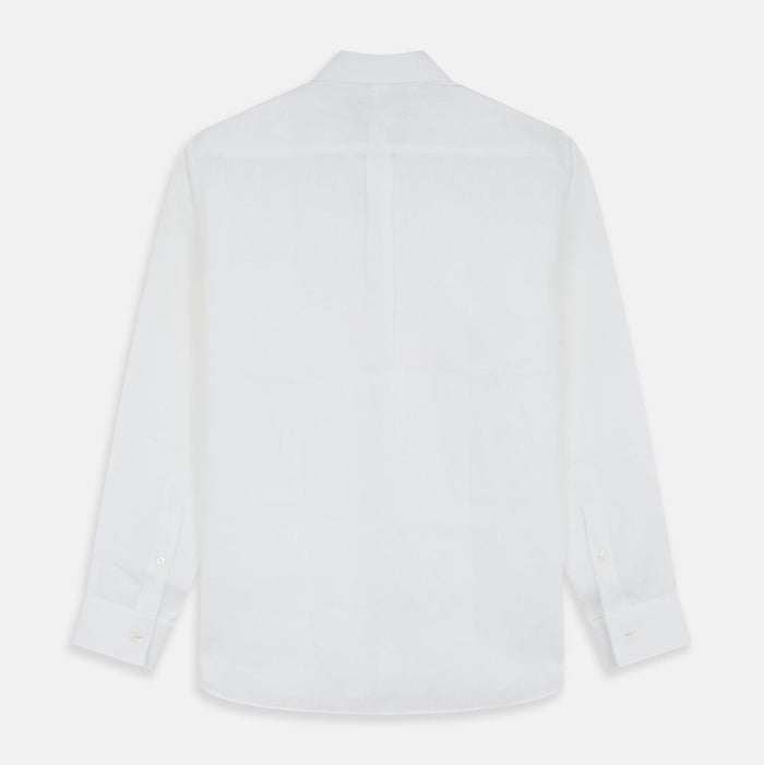 White Weekend Fit Linen Finch Shirt With Derby Collar And Chest Pocket Image 2