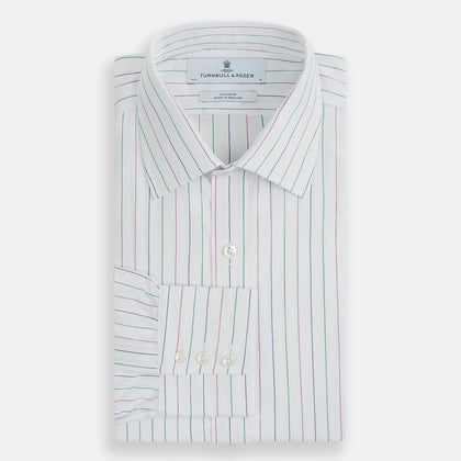 Pink and Green Wide Pinstripe Mayfair Shirt Image 4