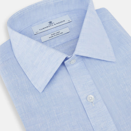 PALE BLUE LINEN MAYFAIR SHIRT Image 1