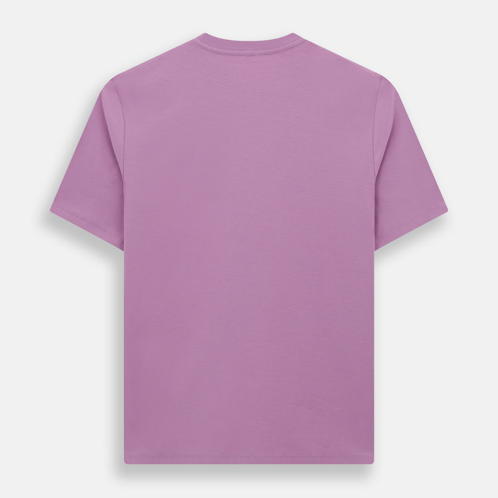 The Turnbull & Asser Mulberry Short-Sleeve T-shirt, shown on a white background, features a crew neck and clean lavender design with no logos or patterns, making it an ideal choice for everyday wear.